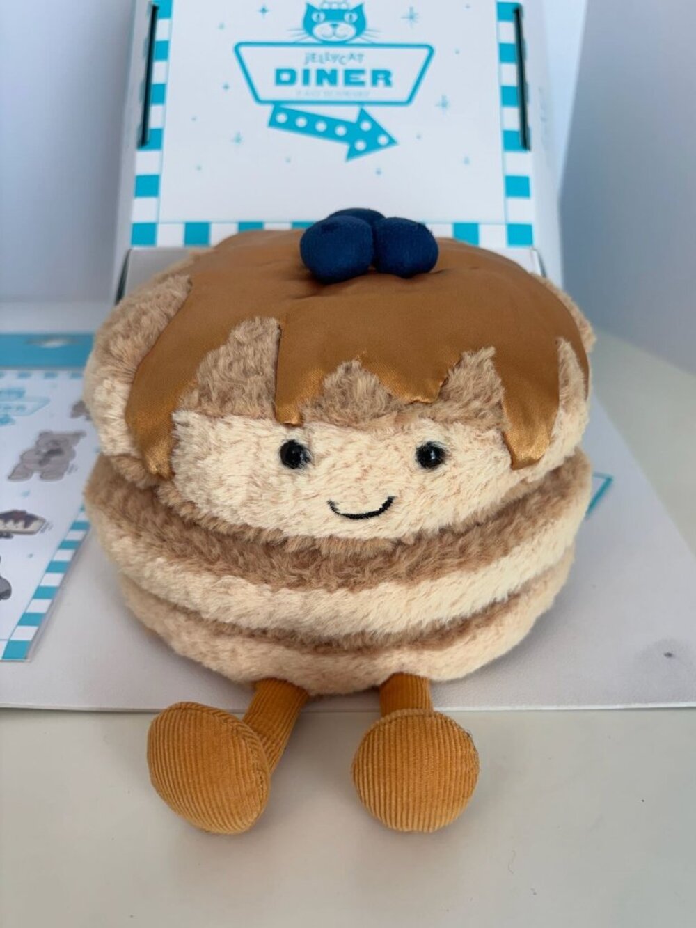 NWT Jellycat FAO Schwarz Diner Fran Pancakes w/ Tote Pin Stickers